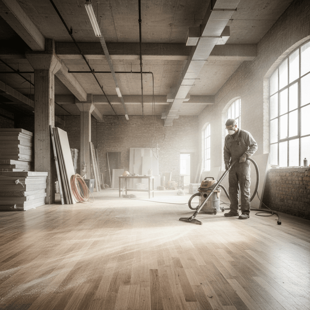 Post-construction cleanup preparing newly renovated space